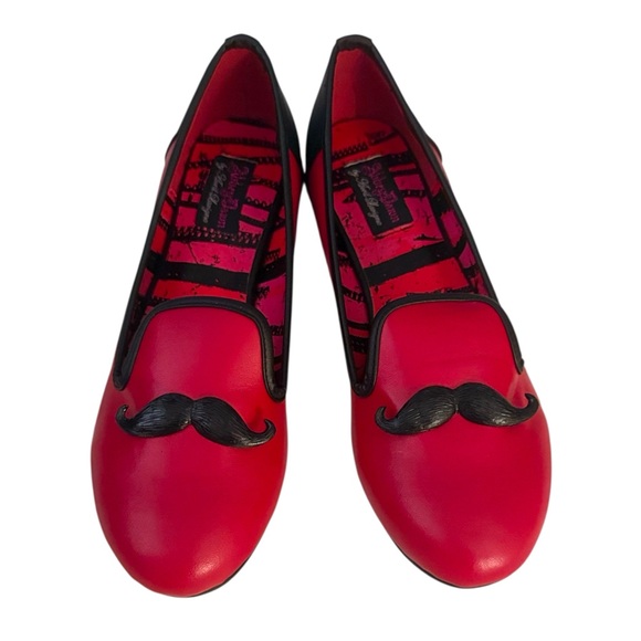 Abbey Dawn Shoes - Abbey Dawn Mustache Style Red & Black flats